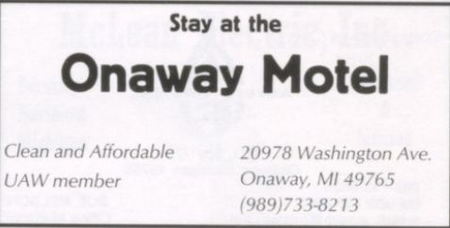 Onaway Motel - 2010 Yearbook Ad